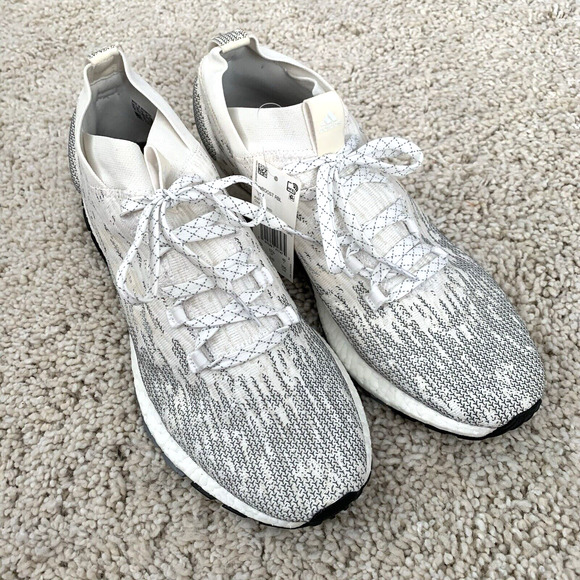 adidas Other - adidas PureBoost RBL Mens 12.5 Raw White Grey Running Pull-On Lace Ups NEW